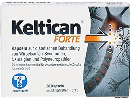 Keltican Forte Spar-Set 2x20Kapseln. Zur Behandlung von Wirbelsäulen-Syndromen, Neuralgien und Polyneuropathien eingenommen.Mit Vitamin B12 und Folsäu