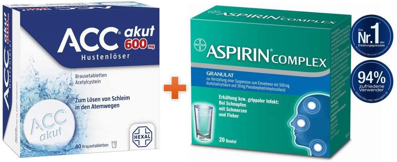 Sparset Erkältung ACC akut 600 mg 40 Brausetabletten und Aspirin complex Granulat 20 Beutel 1 Set